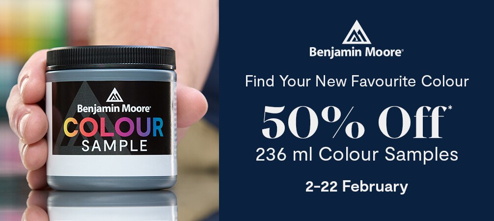 Find Your New Favourite Colour - 50% off 236ml colour samples 2-22 Feb.